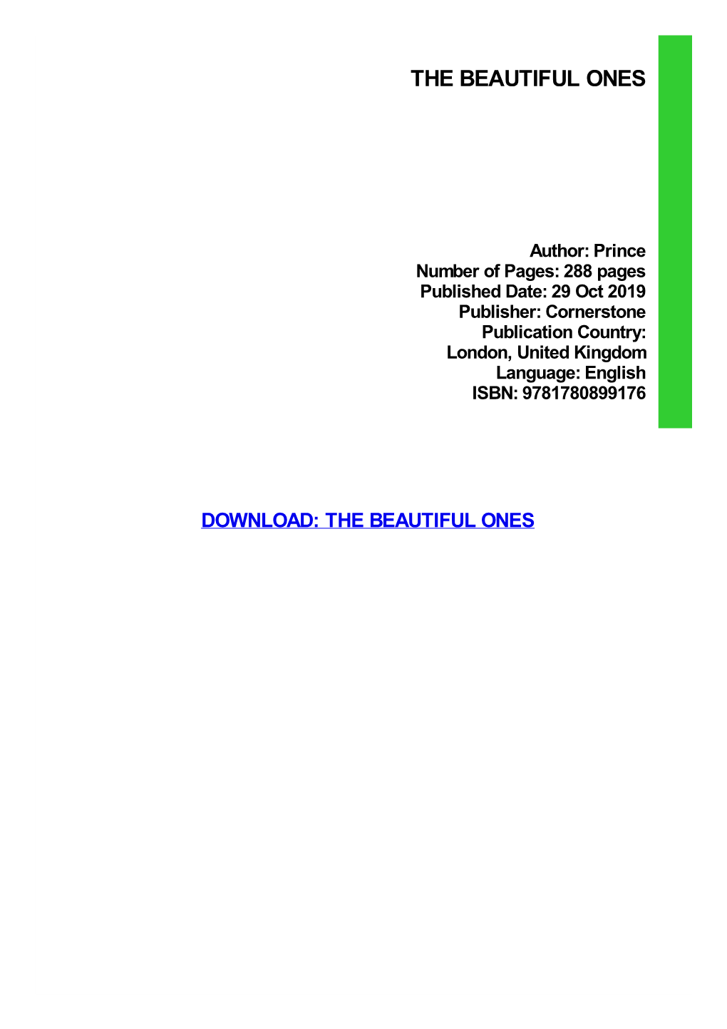 The Beautiful Ones Ebook