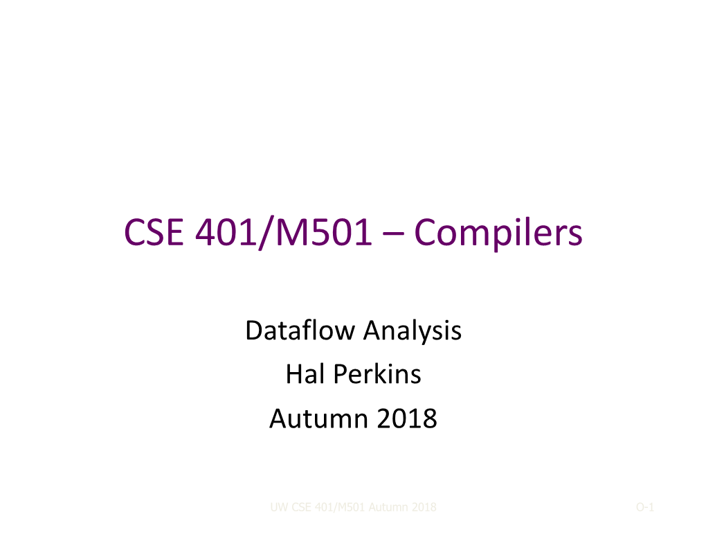 CSE 401/M501 – Compilers