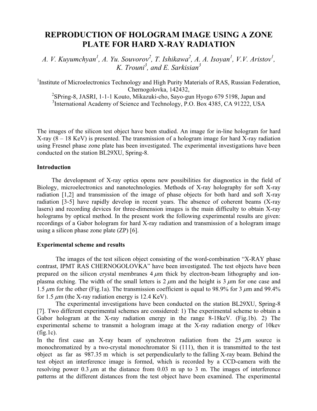 Transmission of Hologram Image Using a Zone Plate for Hard X-Ray