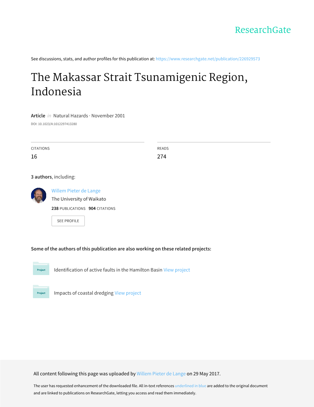 The Makassar Strait Tsunamigenic Region, Indonesia