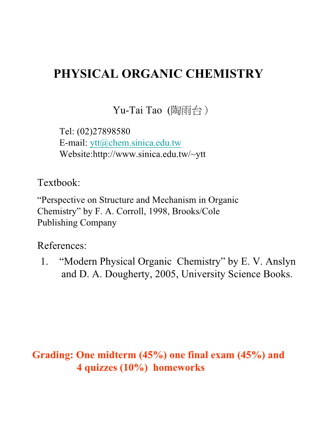 Physical Organic Chemistry