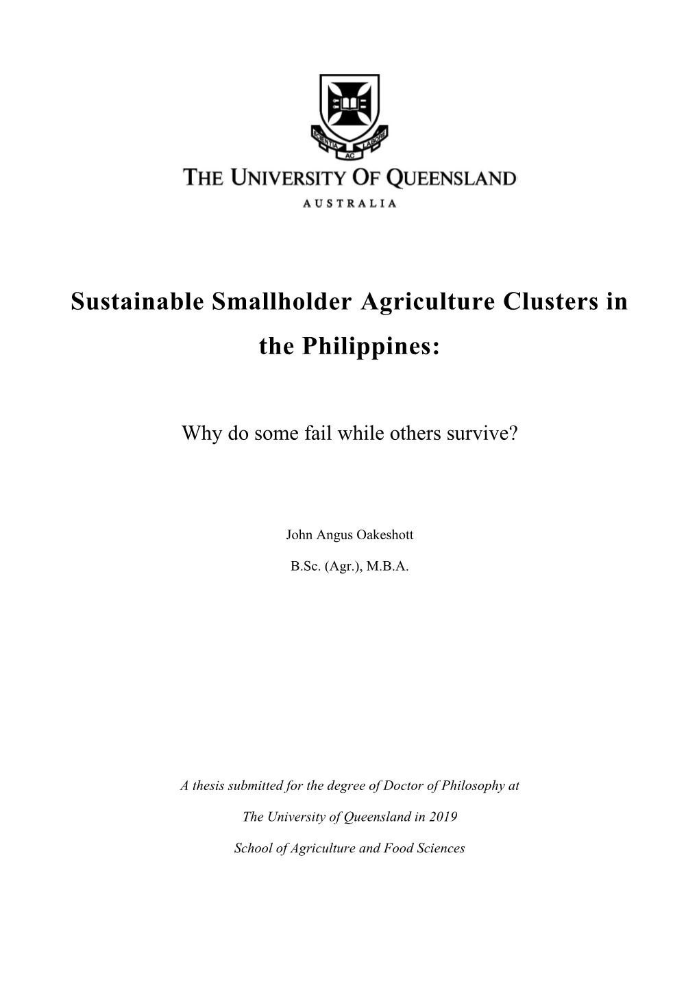 Sustainable Smallholder Agriculture Clusters in the Philippines