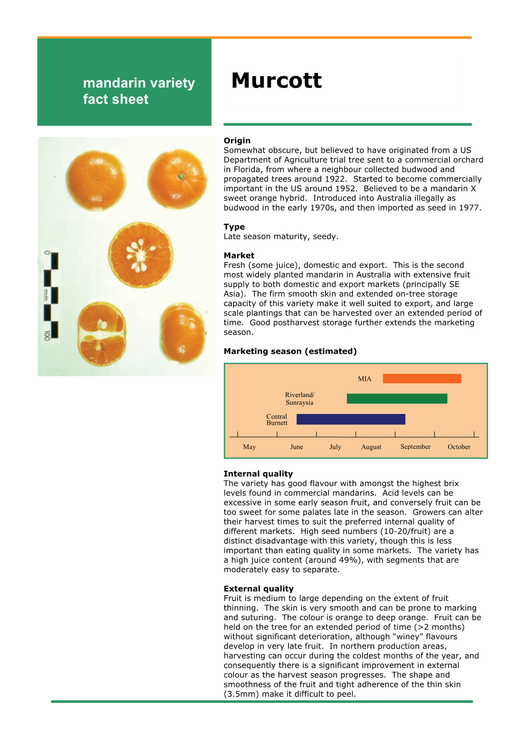 Murcott Fact Sheet