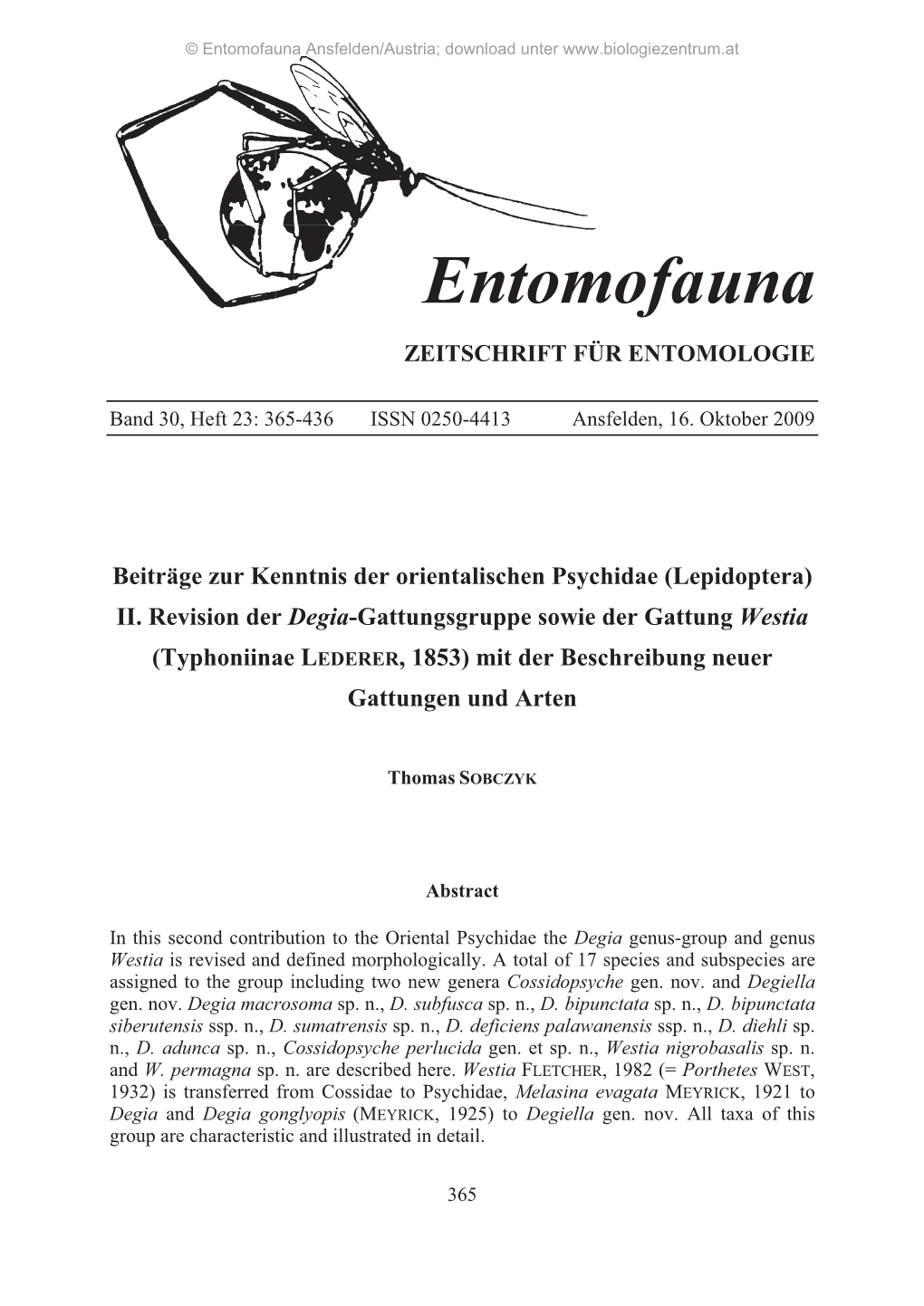 Entomofauna Ansfelden/Austria; Download Unter