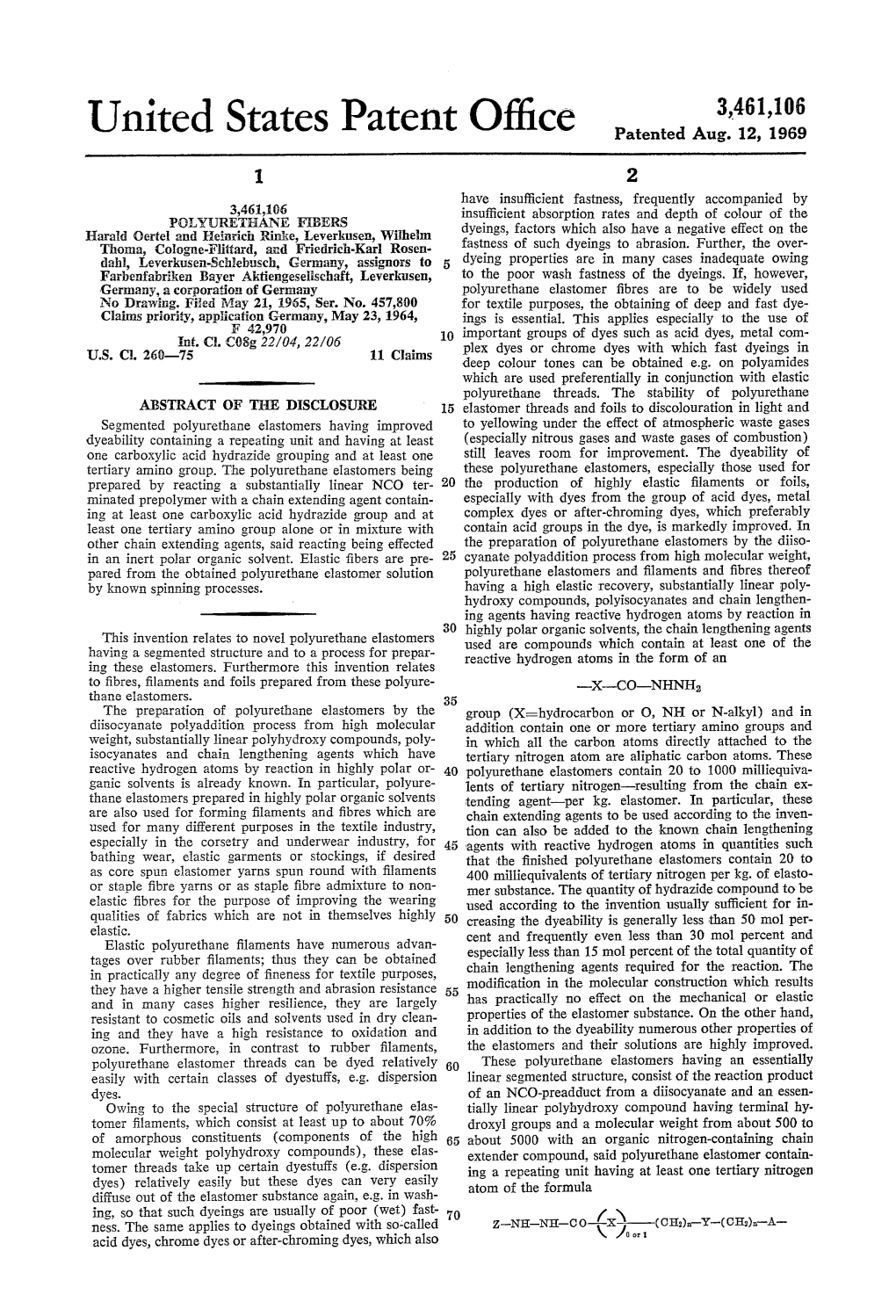 United States Patent Office Patented Aug