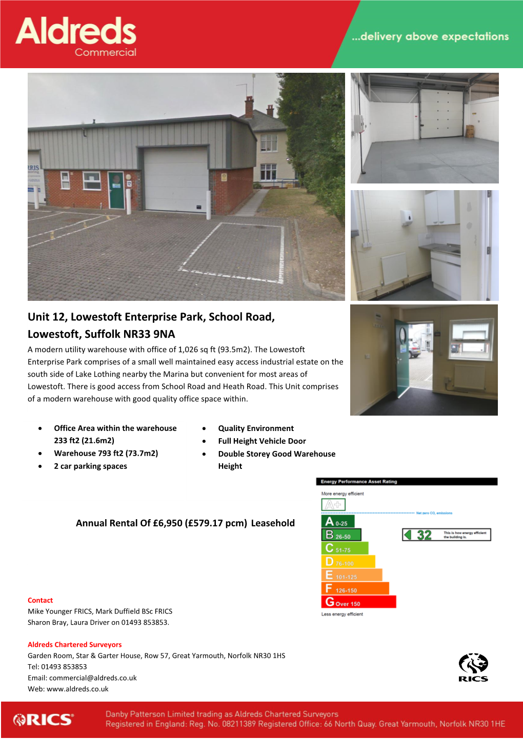 Unit 12, Lowestoft Enterprise Park, School Road, Lowestoft, Suffolk NR33 9NA a Modern Utility Warehouse with Office of 1,026 Sq Ft (93.5M2)