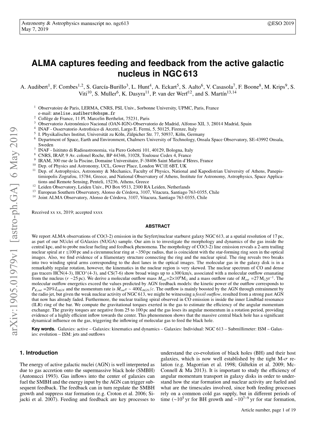 Arxiv:1905.01979V1 [Astro-Ph.GA] 6 May 2019 Ies: Evolution – ISM: Jets and Outﬂows