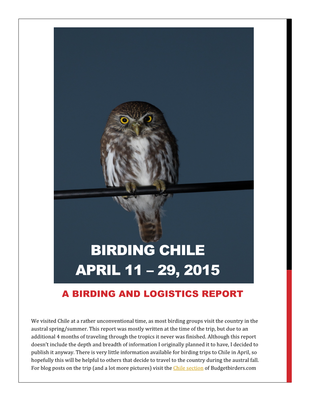 Chile Trip Report April 2015