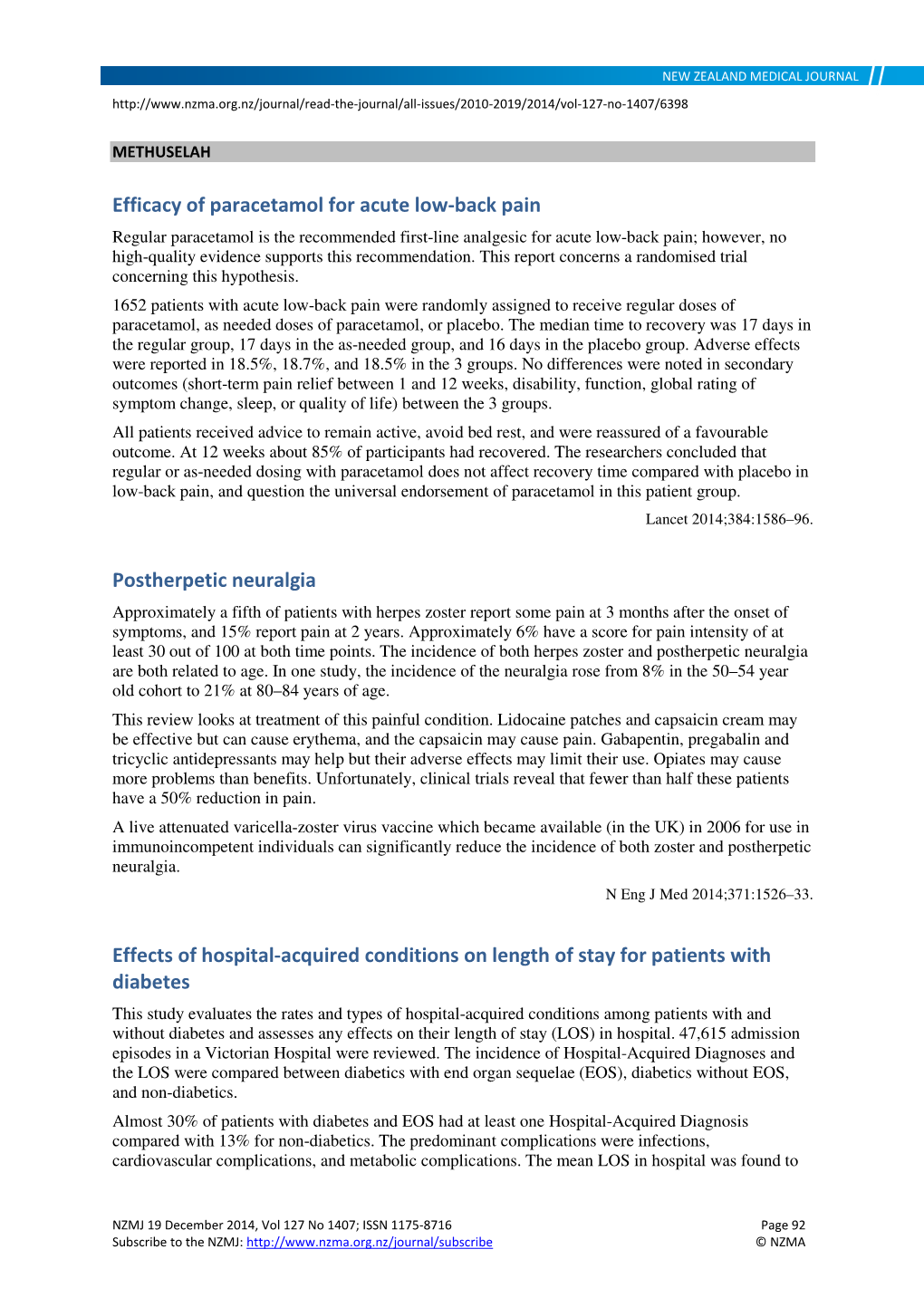 Efficacy of Paracetamol for Acute Low-Back Pain Postherpetic