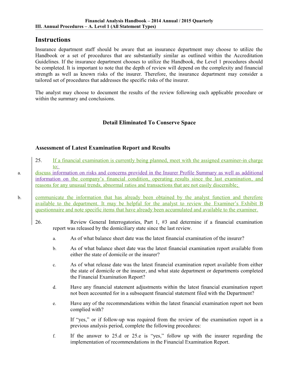 Level 1 Procedures Checklist