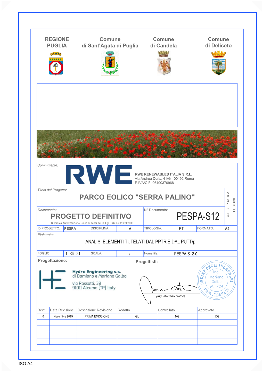 PESPA-S12 CODICE PRATICA Richiesta Autorizzazione Unica Ai Sensi Del D