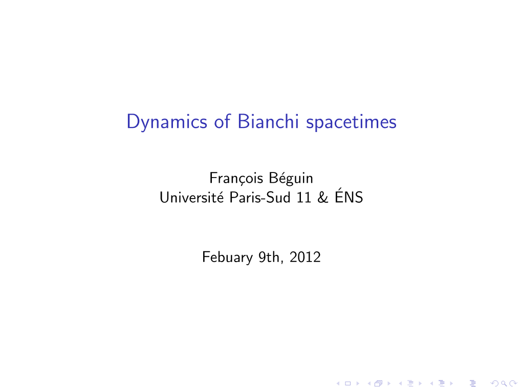 Dynamics of Bianchi Spacetimes