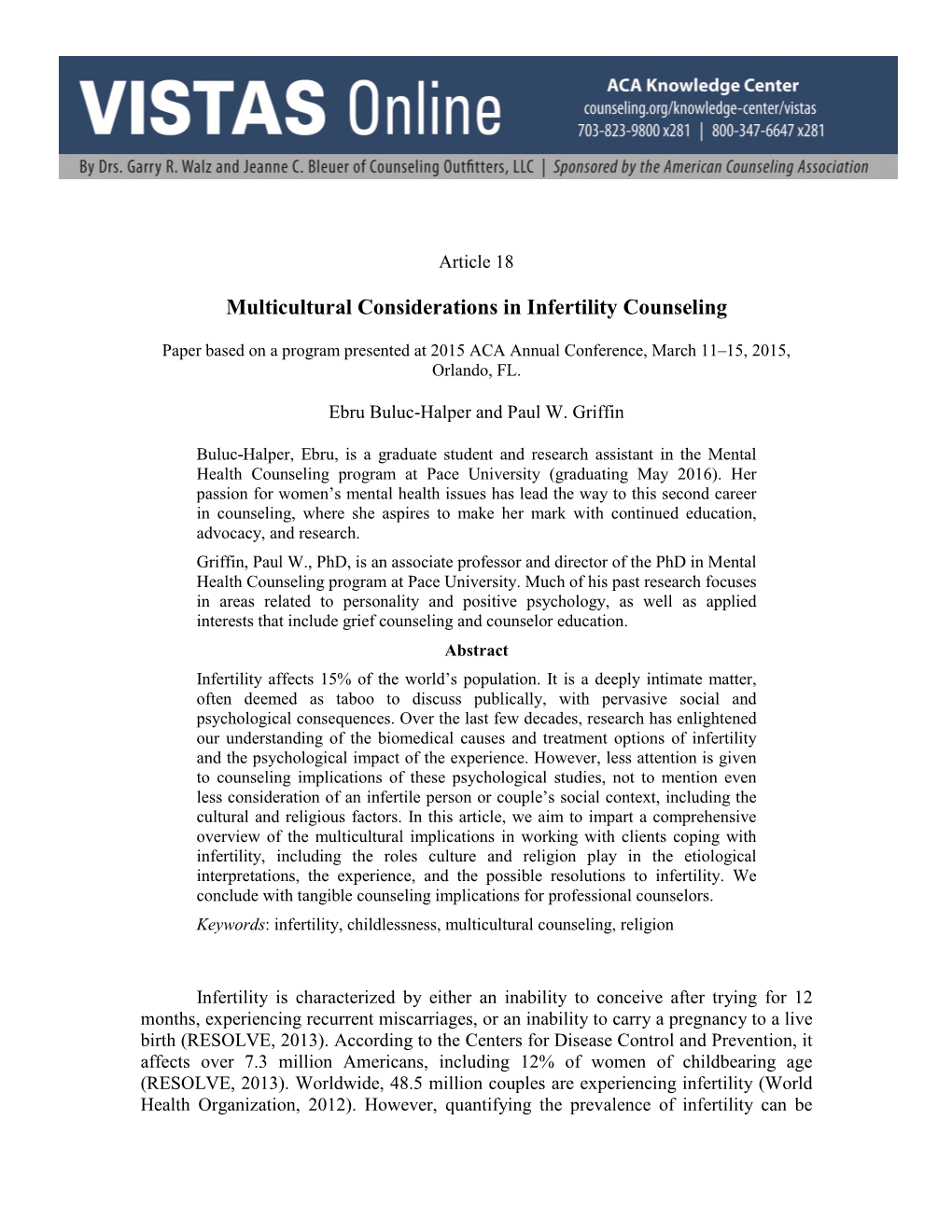 Multicultural Considerations in Infertility Counseling