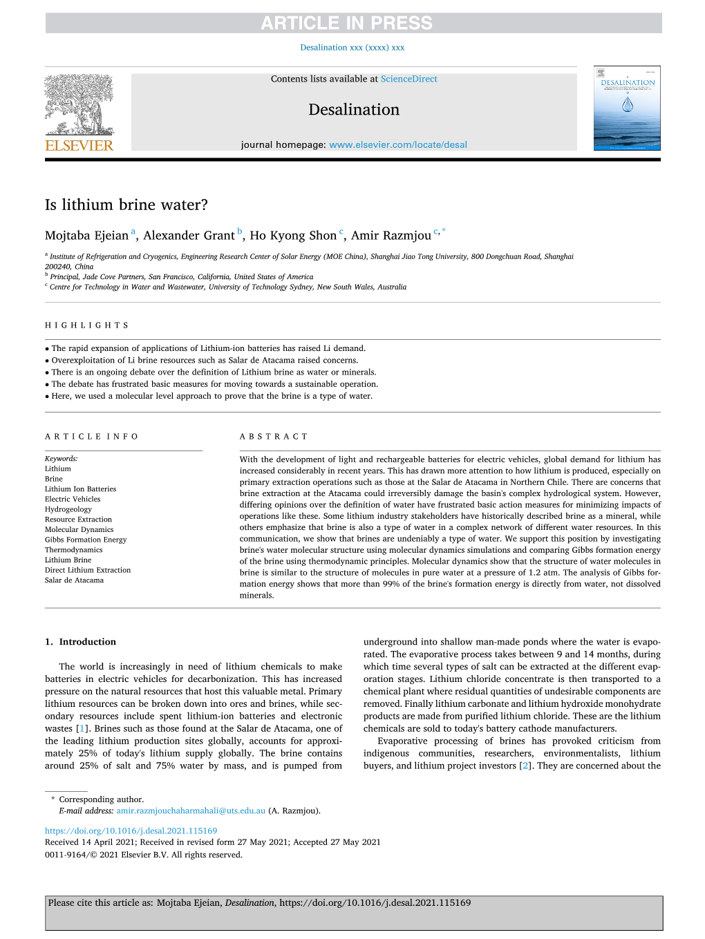 Is Lithium Brine Water? (Desalination)