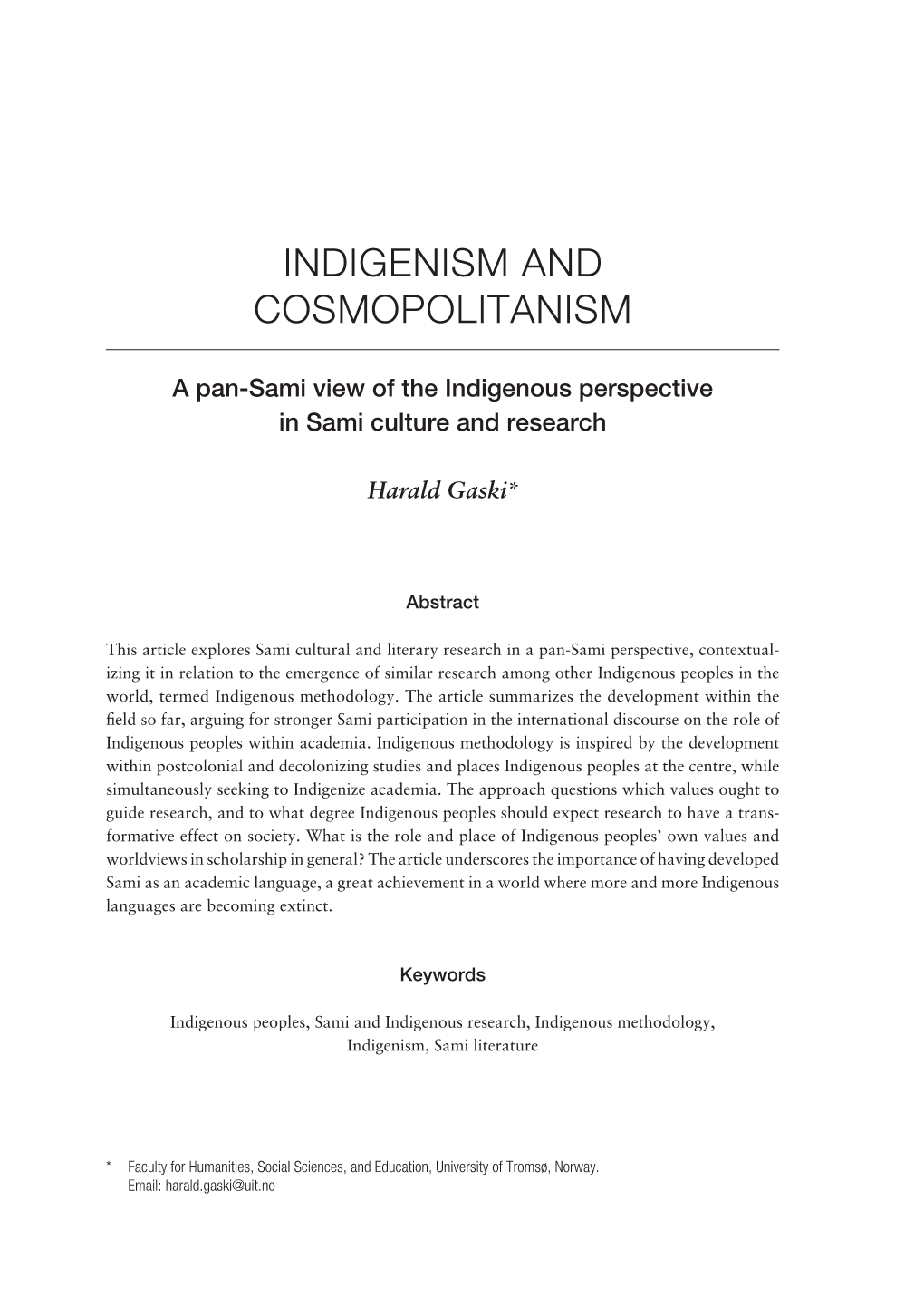 Indigenism and Cosmopolitanism