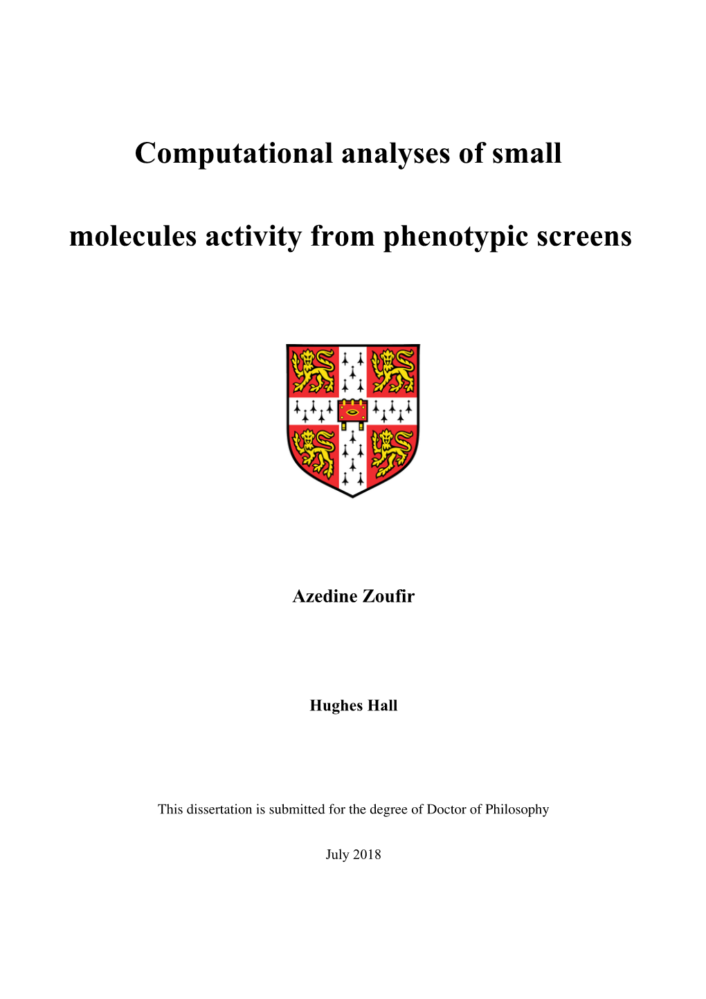 Computational Analyses of Small Molecules Activity from Phenotypic Screens