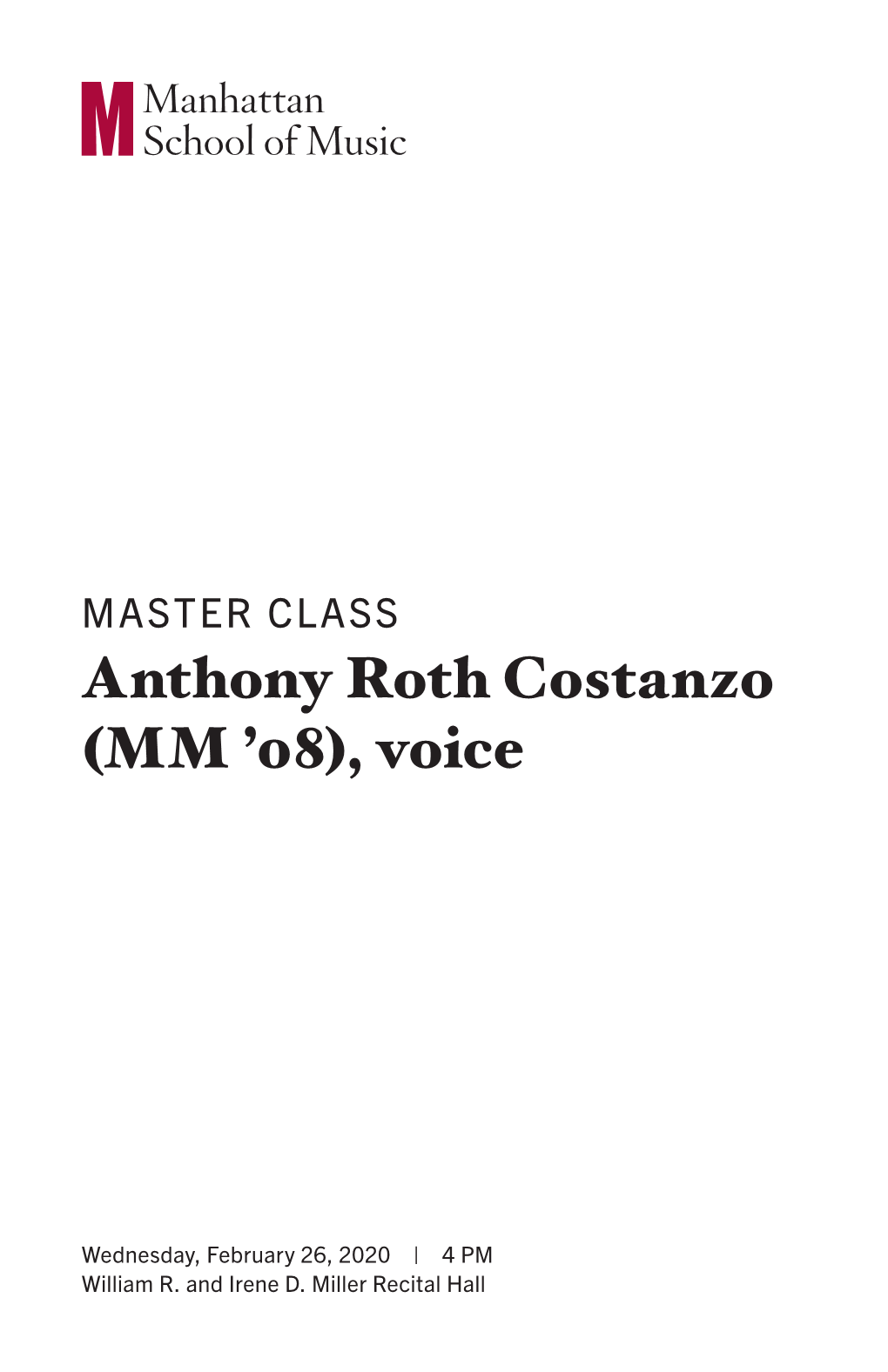 Anthony Roth Costanzo (MM ’08), Voice