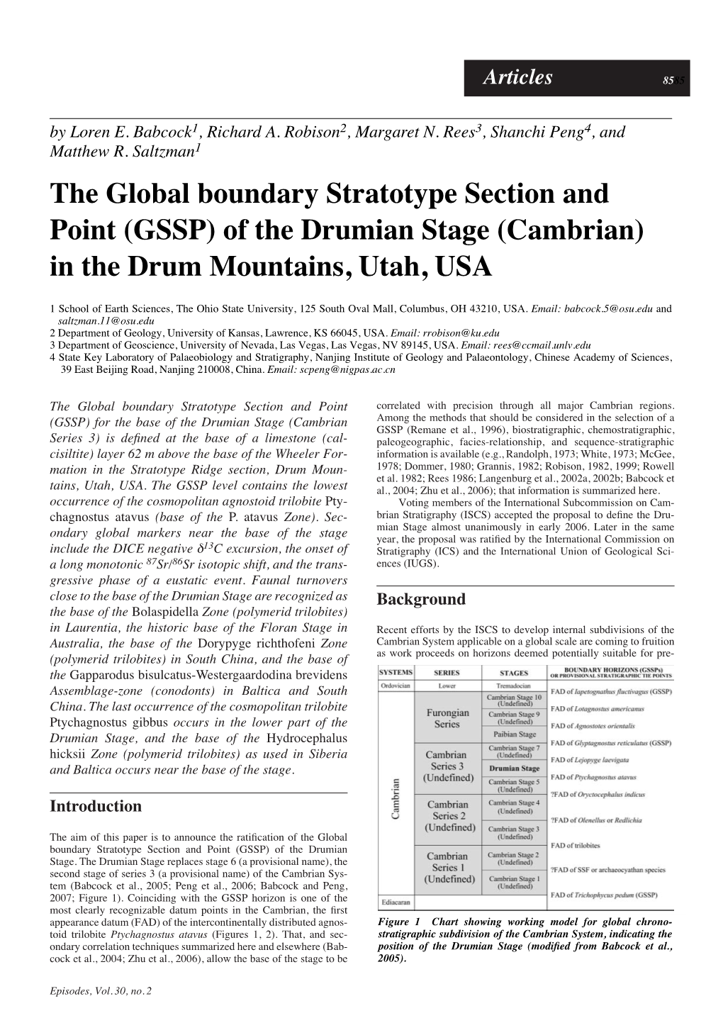 GSSP) of the Drumian Stage (Cambrian) in the Drum Mountains, Utah, USA