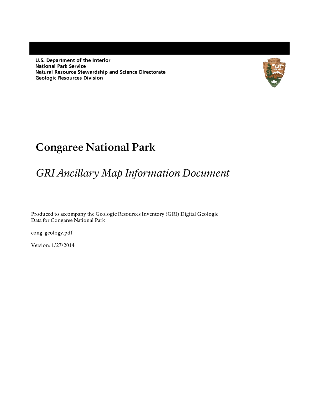 Geologic Resources Inventory Map Document for Congaree National Park