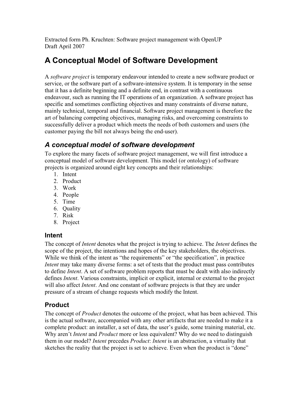 A Conceptual Model of Software Development