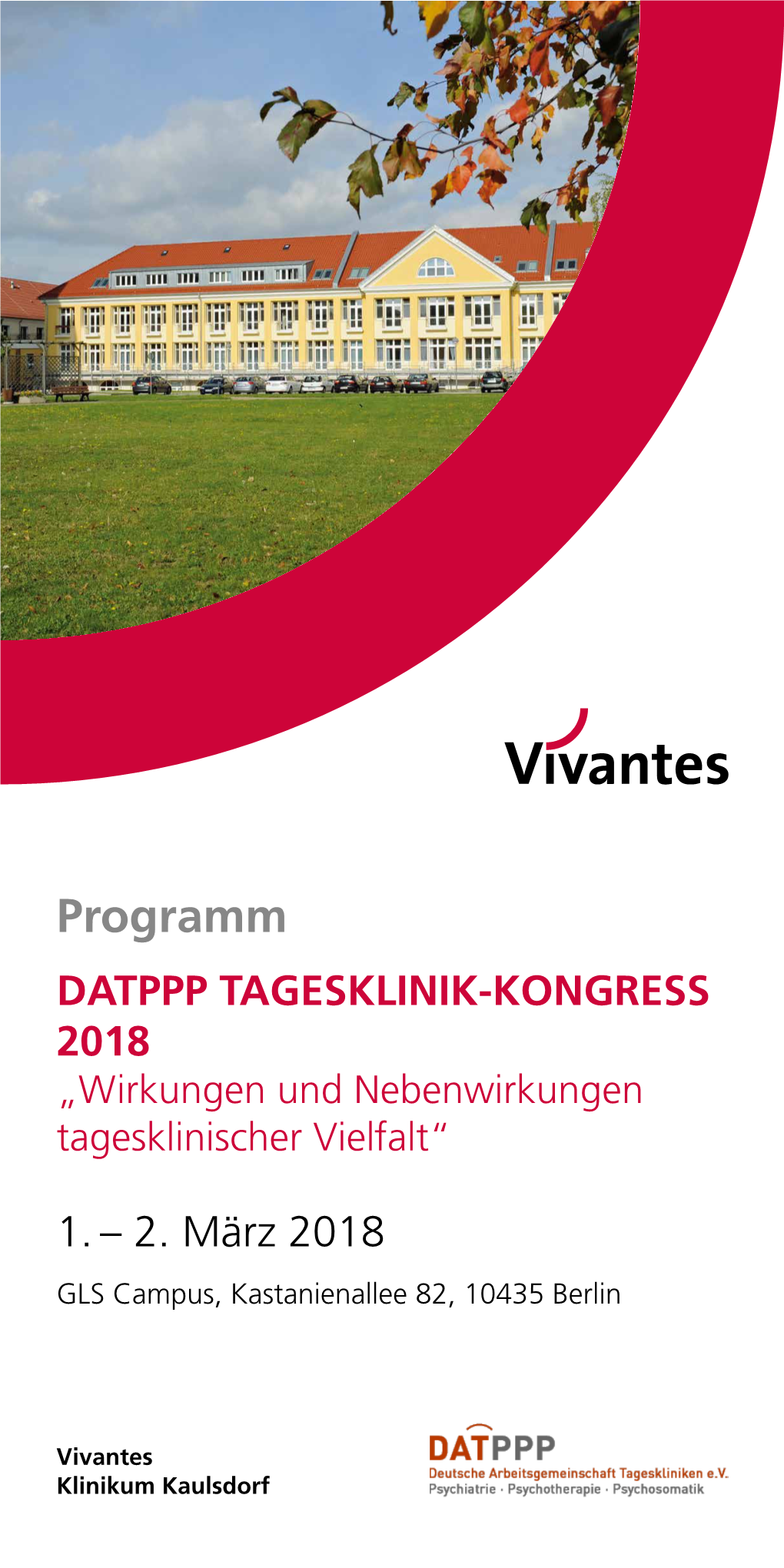 Programm DATPPP TAGESKLINIK-KONGRESS 2018 „Wirkungen Und Nebenwirkungen Tagesklinischer Vielfalt“