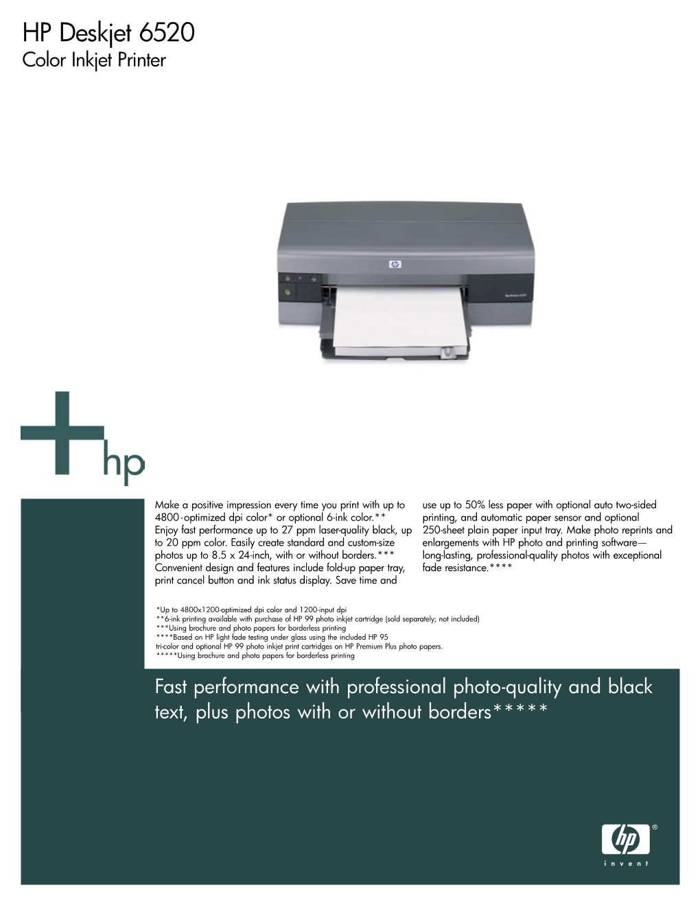 HP Deskjet 6520 Color Inkjet Printer