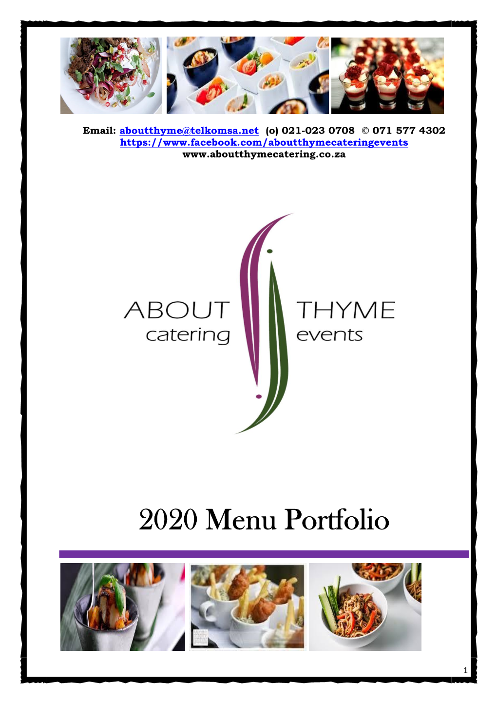 2020 Menu Portfolio