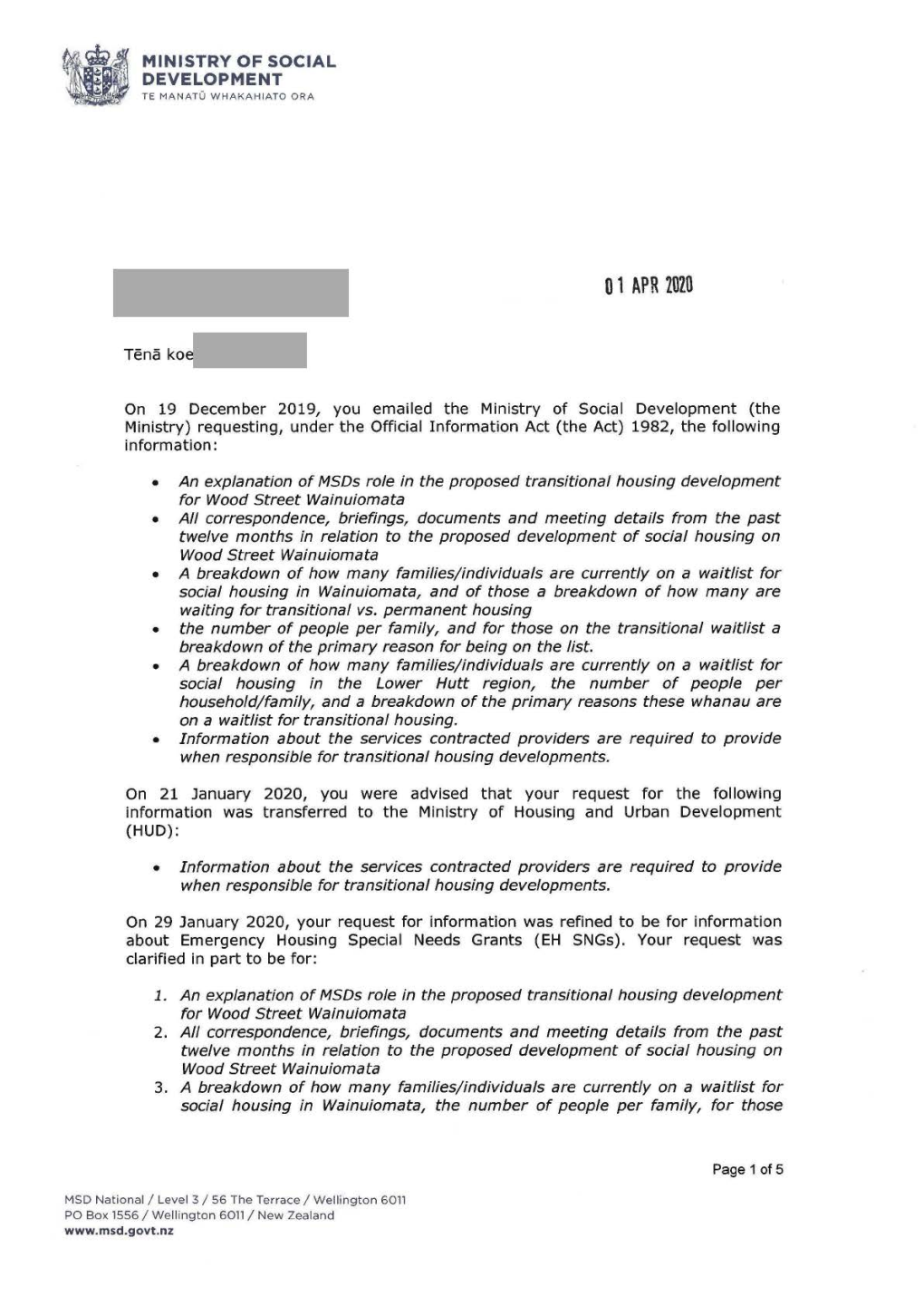 Msds Role in the Proposed Transitional