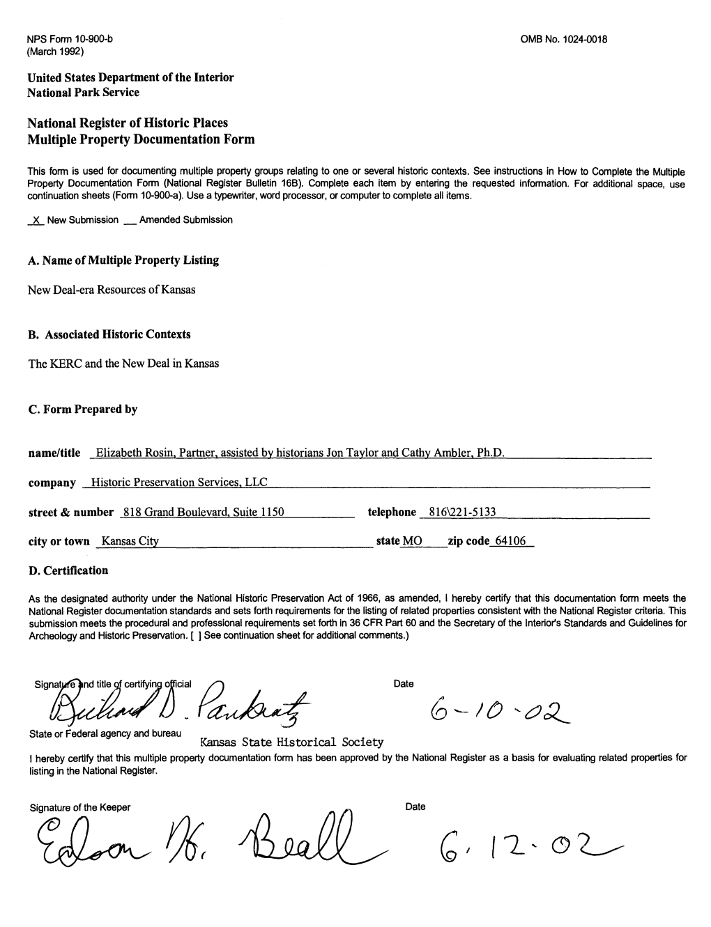 National Register of Historic Places Multiple Property Documentation Form