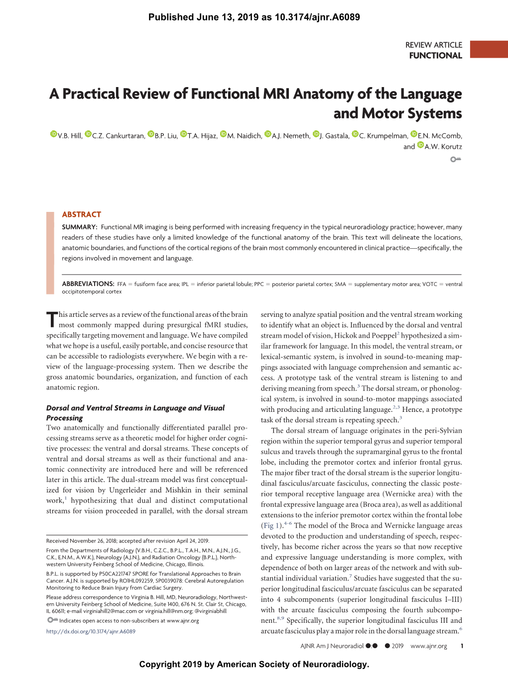 A Practical Review of Functional MRI Anatomy of the Language and Motor Systems