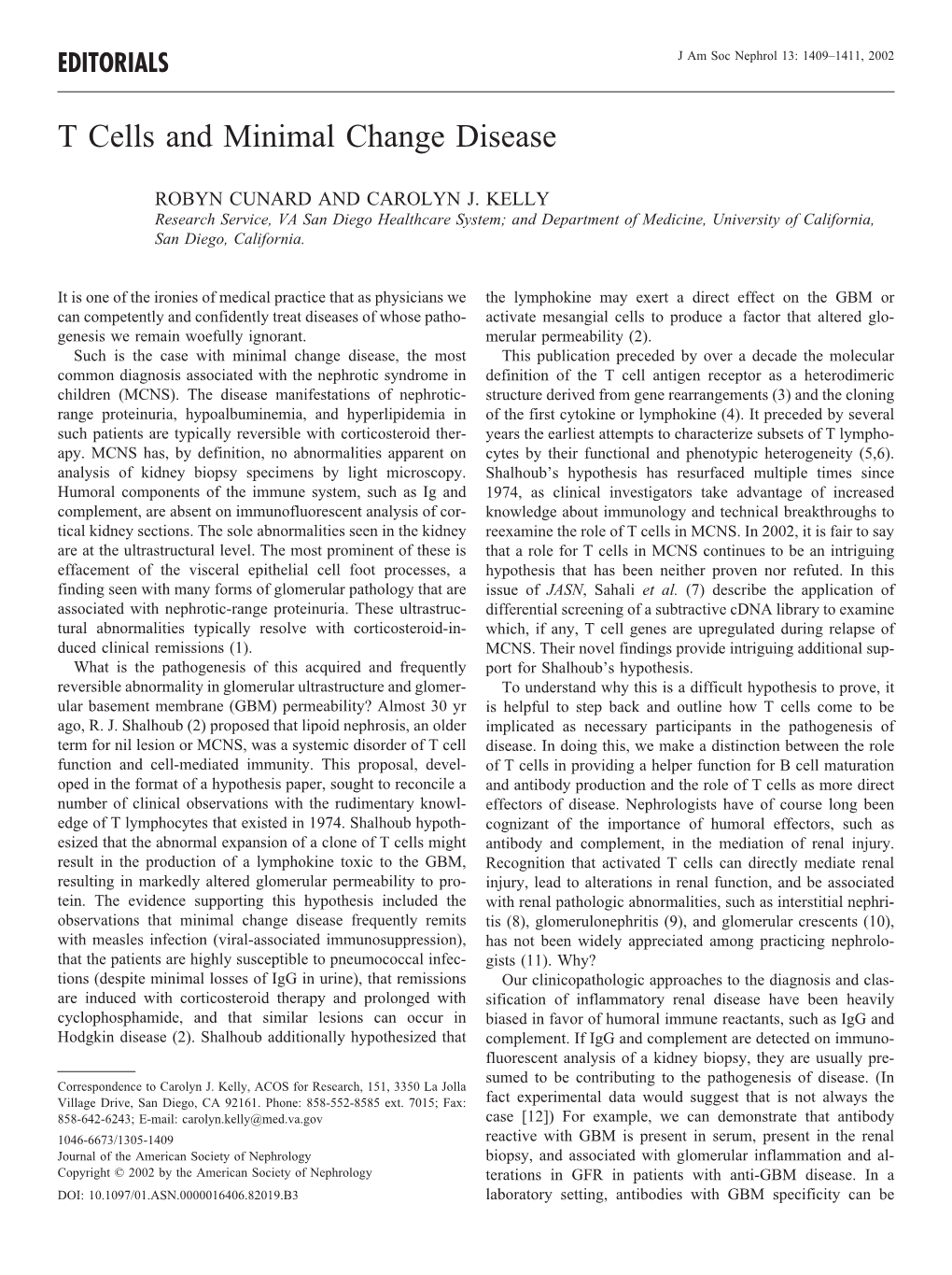 T Cells and Minimal Change Disease