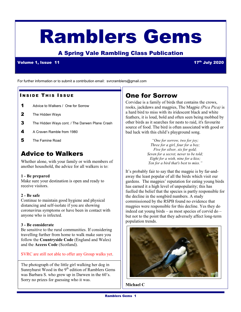 Ramblers Gems a Spring Vale Rambling Class Publication