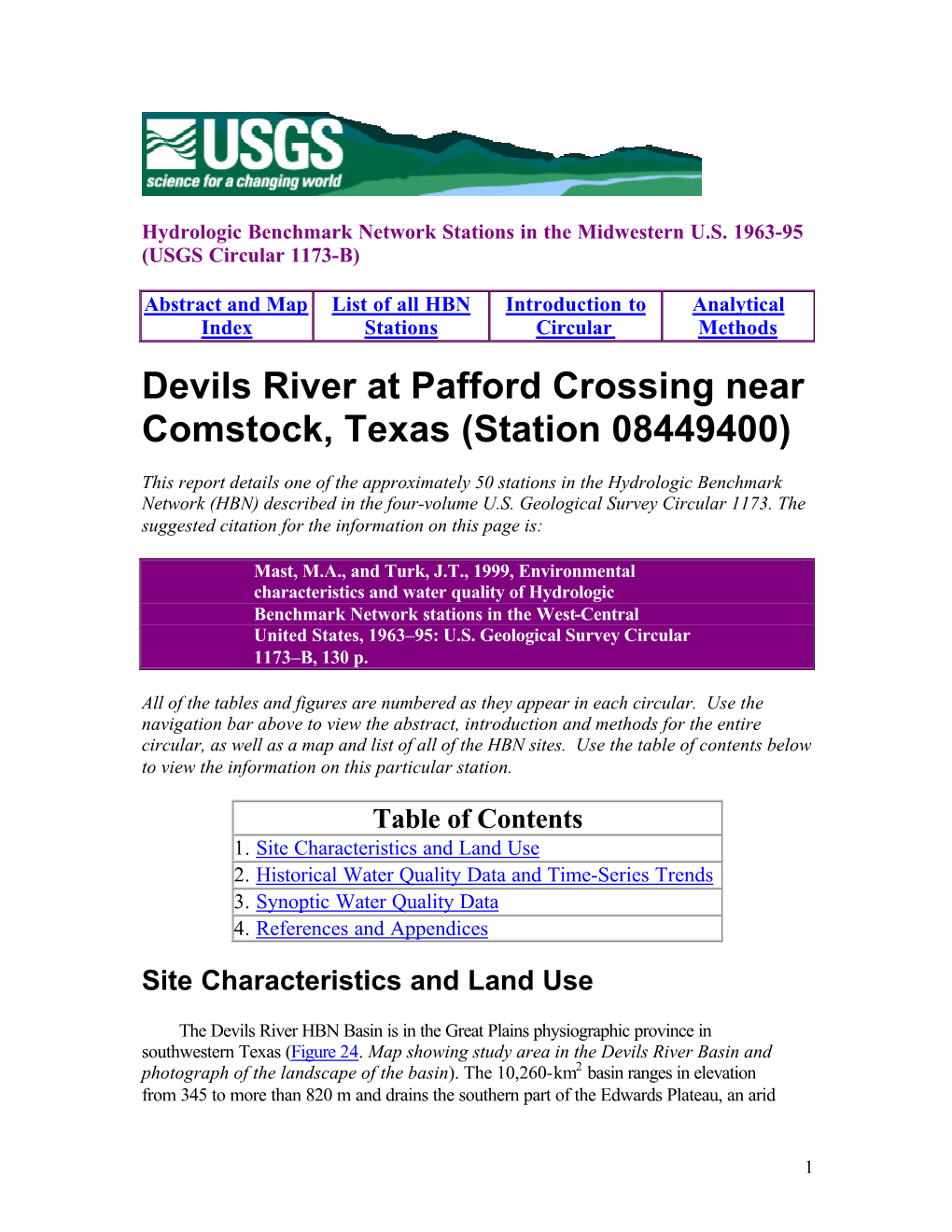 Devils River at Pafford Crossing Near Comstock, Texas (Station 08449400)