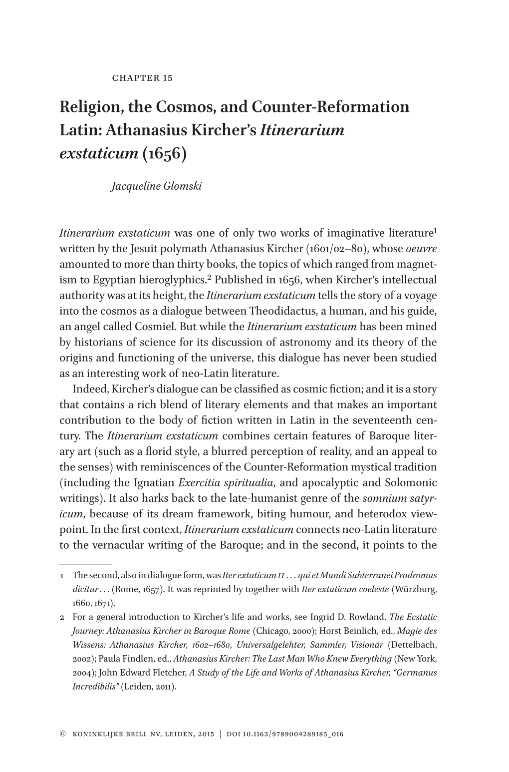 Religion, the Cosmos, and Counter-Reformation Latin: Athanasius Kircher’S Itinerarium Exstaticum (1656)