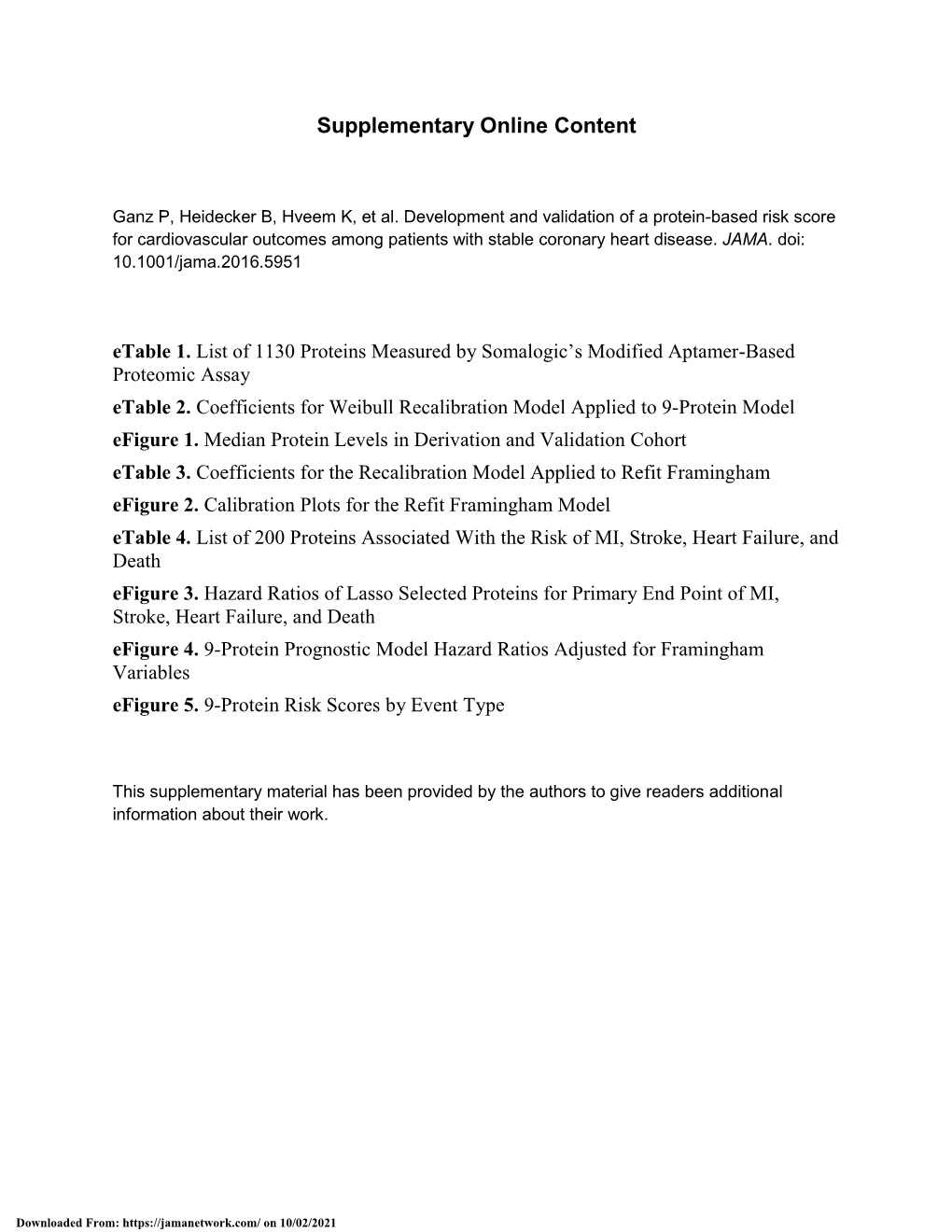 Development and Validation of a Protein-Based Risk Score for Cardiovascular Outcomes Among Patients with Stable Coronary Heart Disease