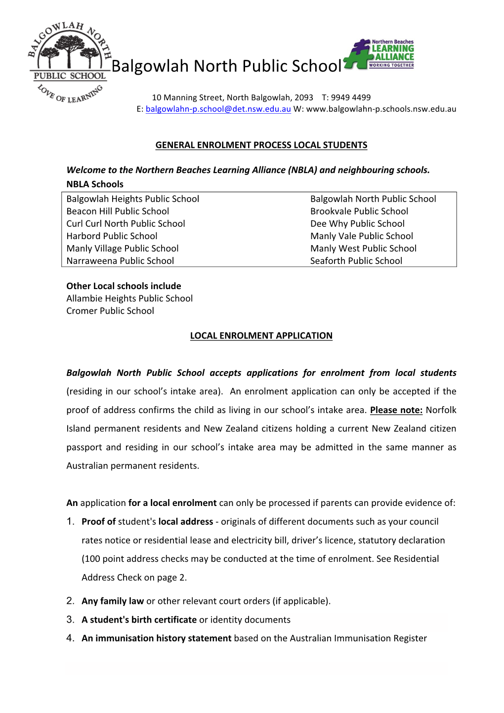 Enrolment Process Local Students