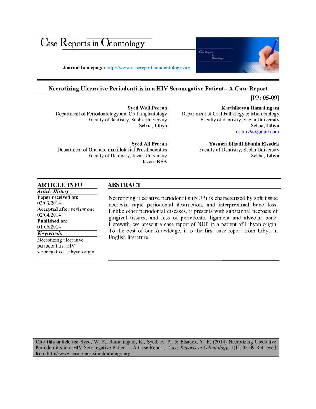 Necrotizing Ulcerative Periodontitis in a HIV Seronegative Patient