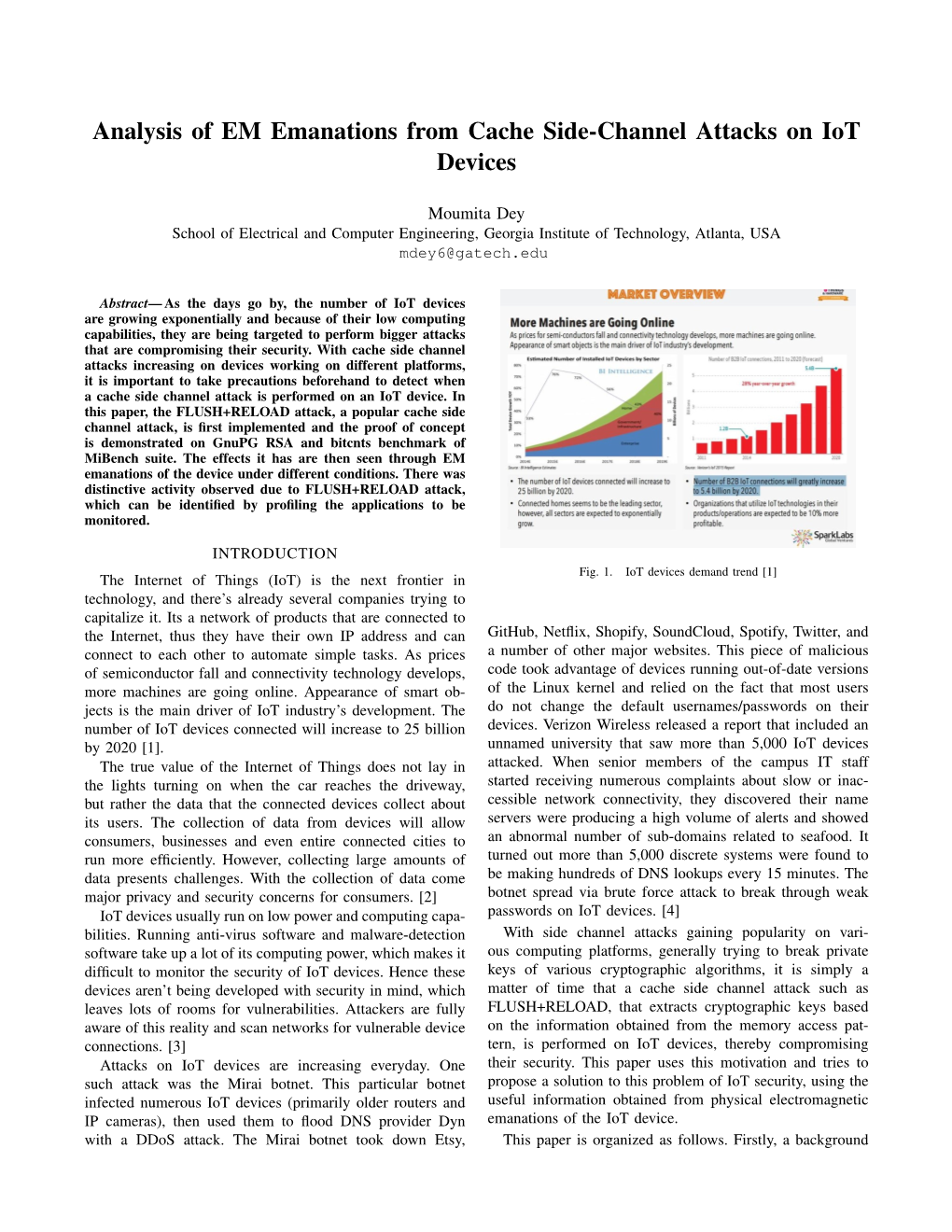 Analysis of EM Emanations from Cache Side-Channel Attacks on Iot Devices