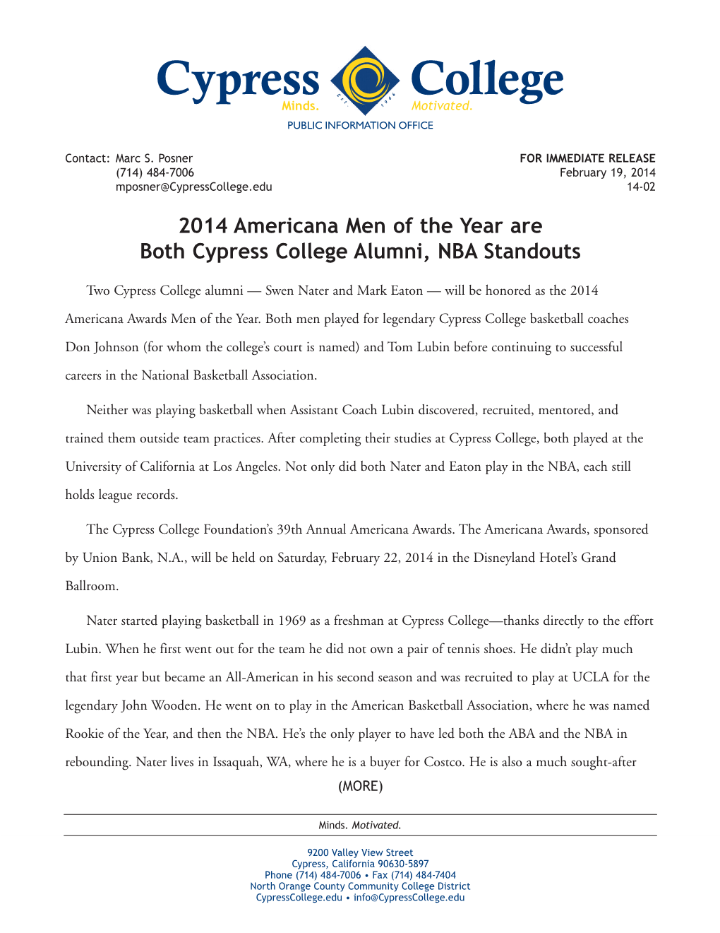 2014 Americana Men of the Year Are Both Cypress College Alumni, NBA Standouts