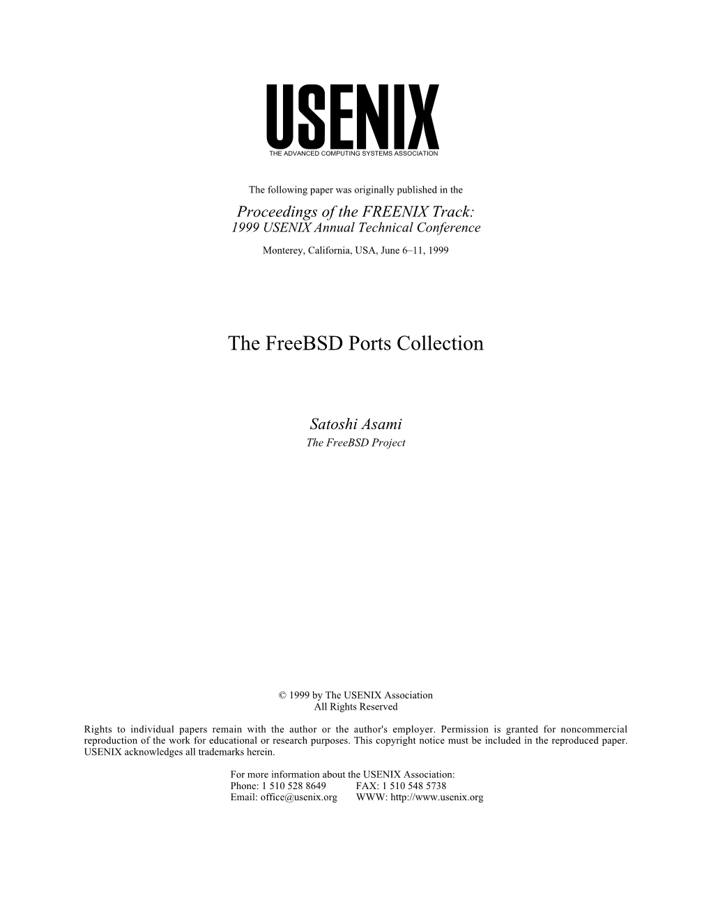 The Freebsd Ports Collection