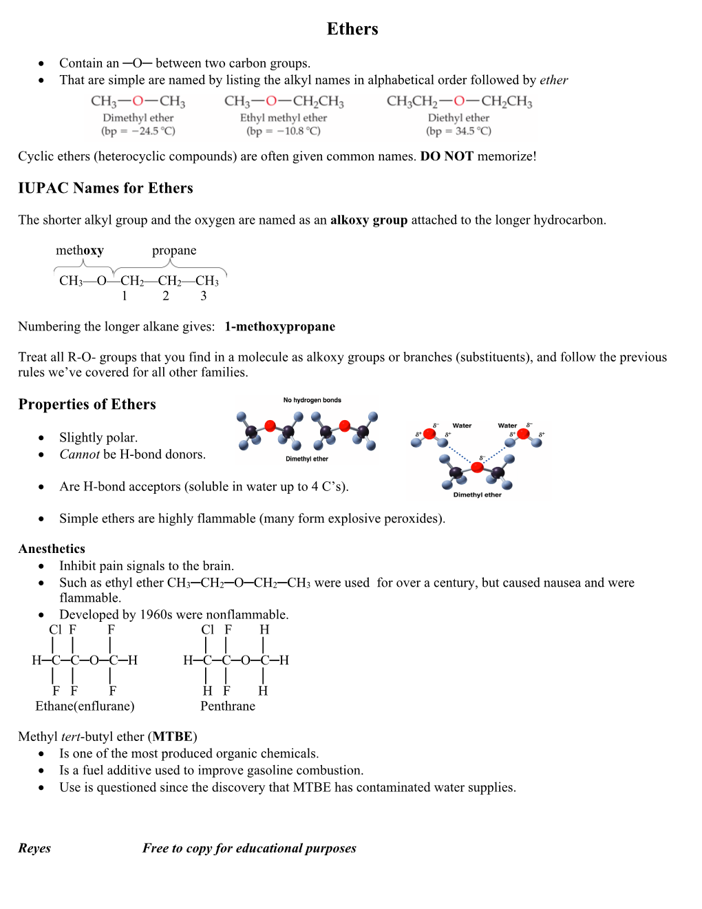 Naming Ethers and Thiols (Naming and Properties)