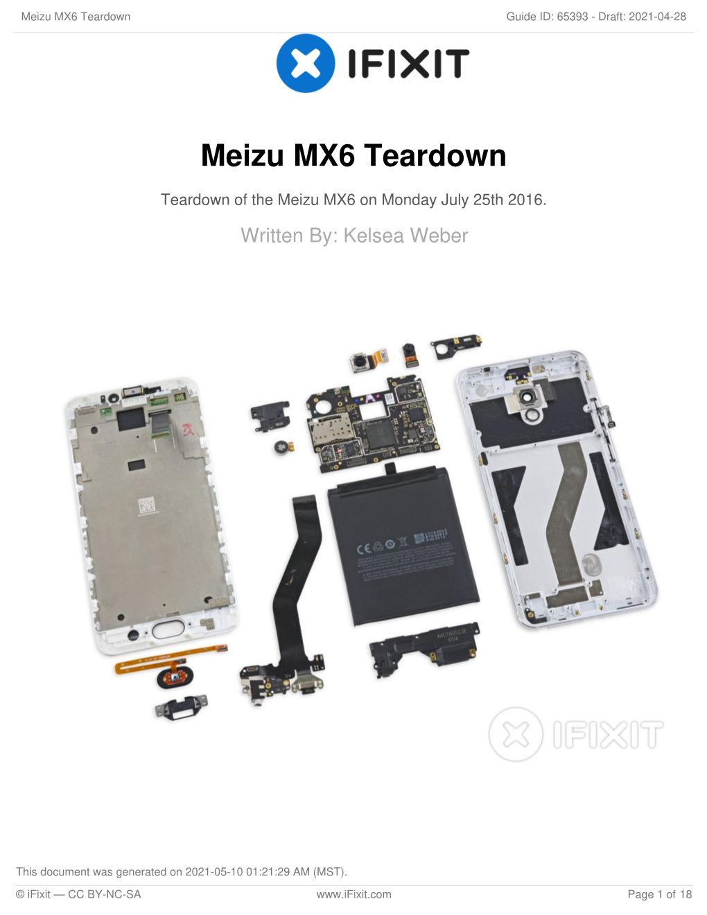 Meizu MX6 Teardown Guide ID: 65393 - Draft: 2021-04-28