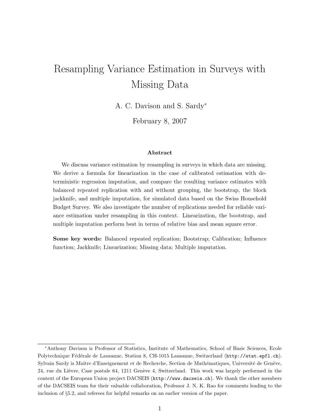 Resampling Variance Estimation in Surveys with Missing Data