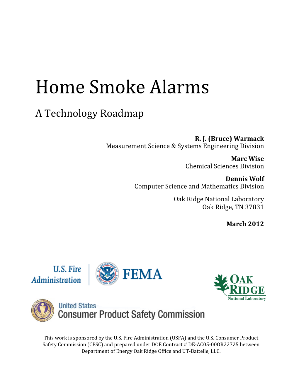 Home Smoke Alarms a Technology Roadmap