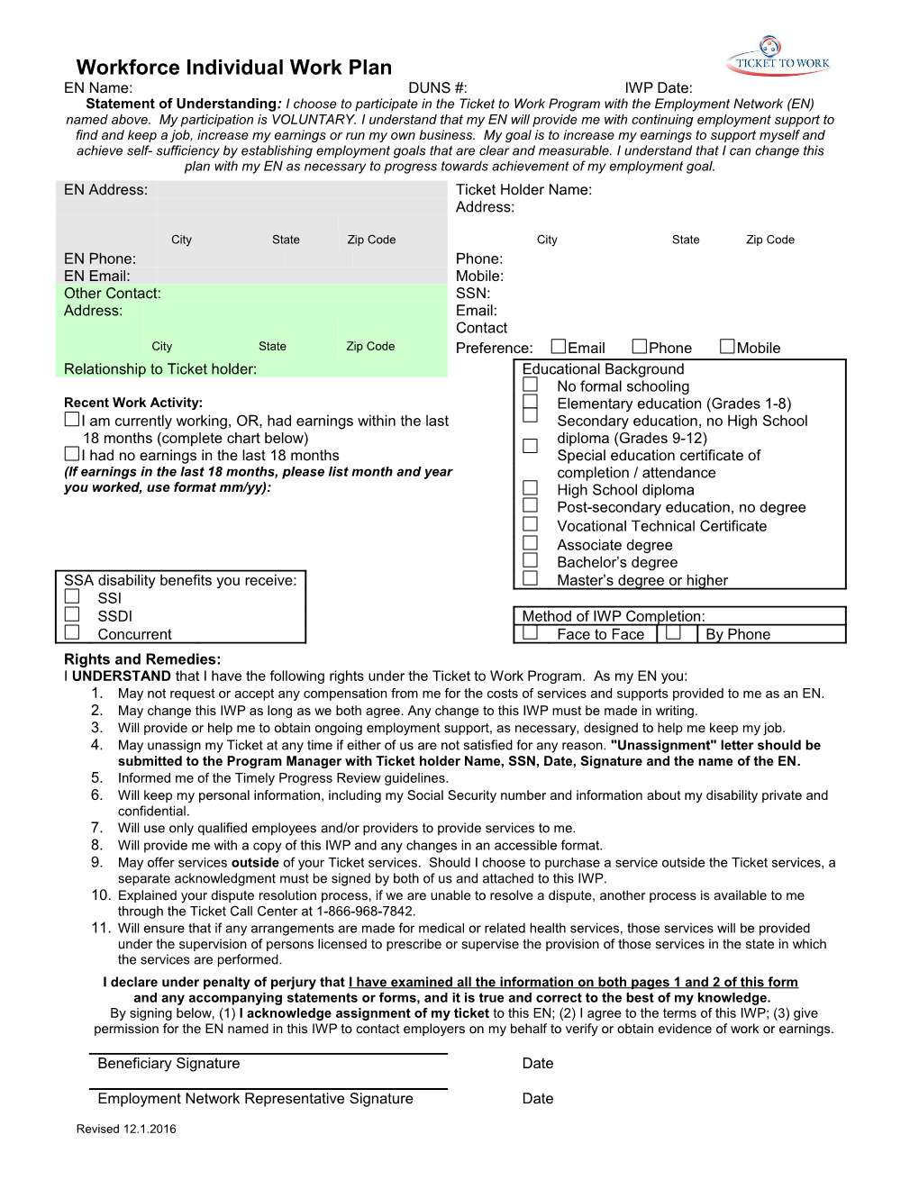 Workforce Individual Work Plan