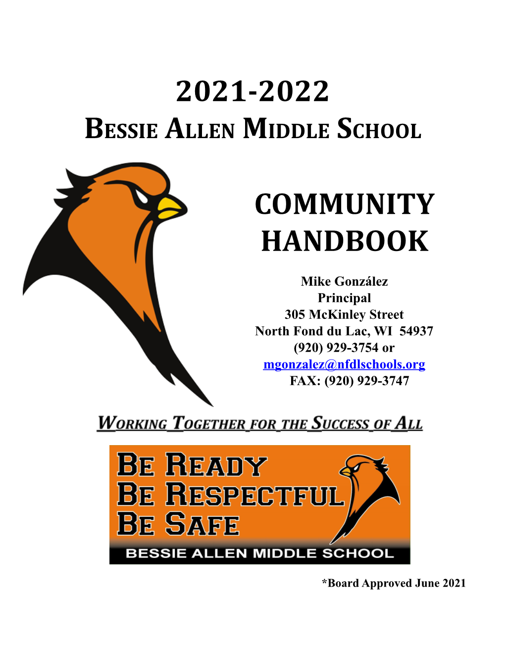 2021-2022 Bessie Allen Middle School Community Handbook