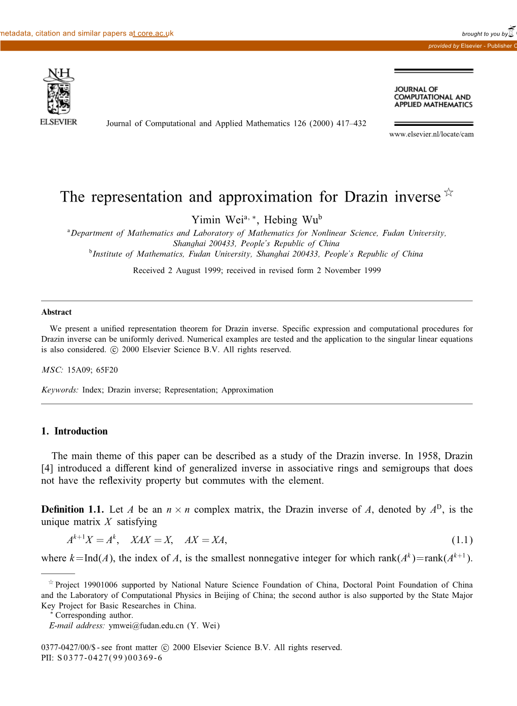 The Representation and Approximation for Drazin Inverse