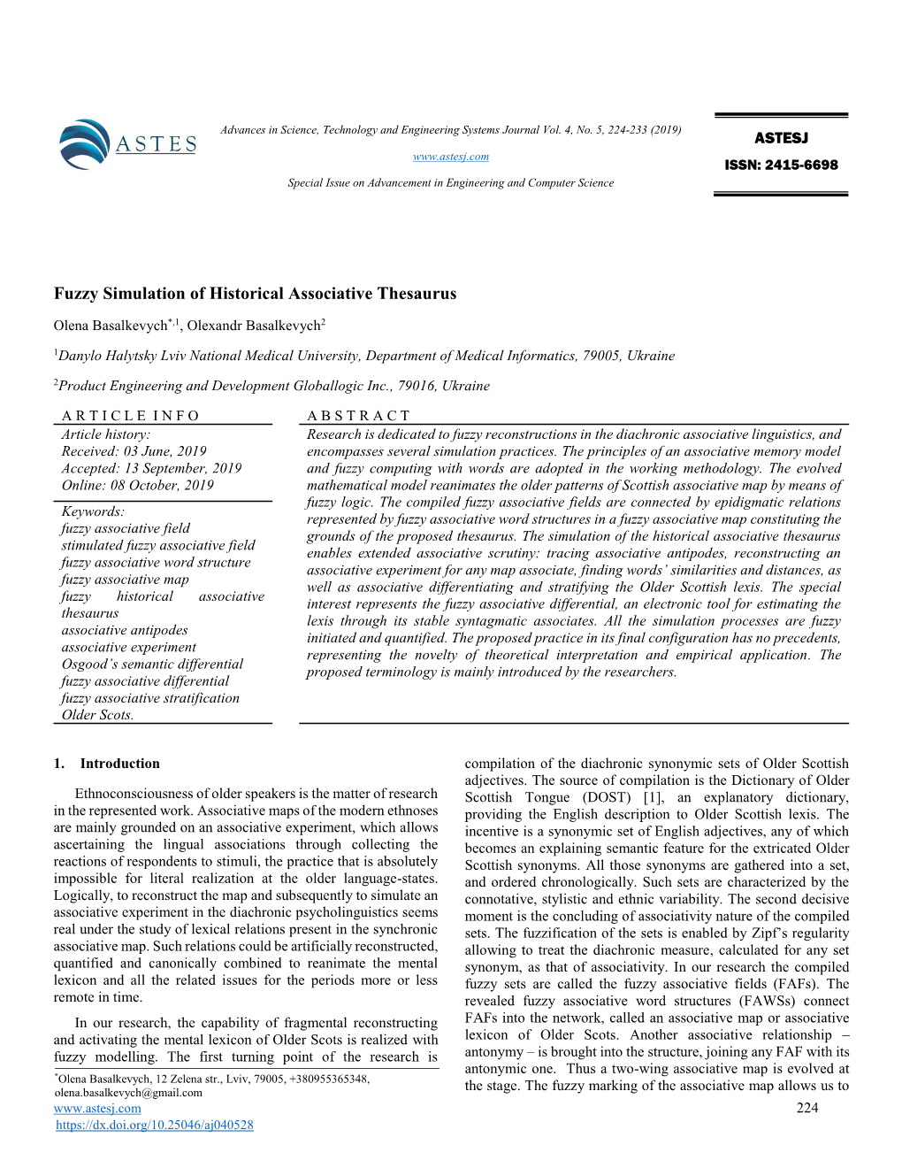 Fuzzy Simulation of Historical Associative Thesaurus