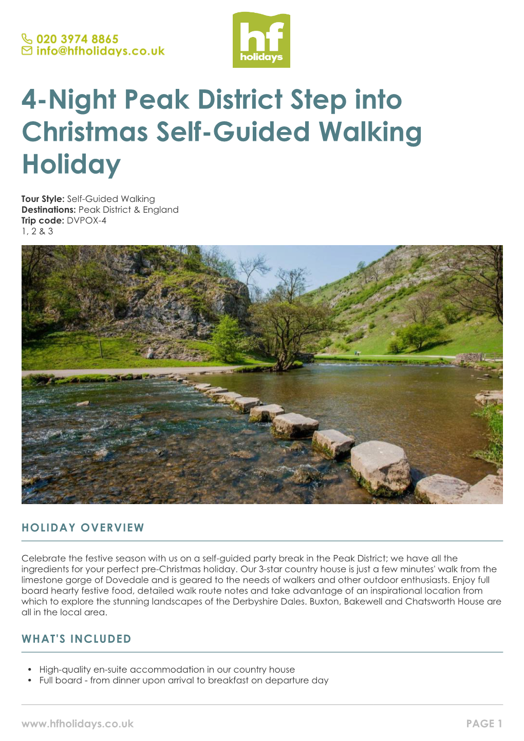 4-Night Peak District Step Into Christmas Self-Guided Walking Holiday