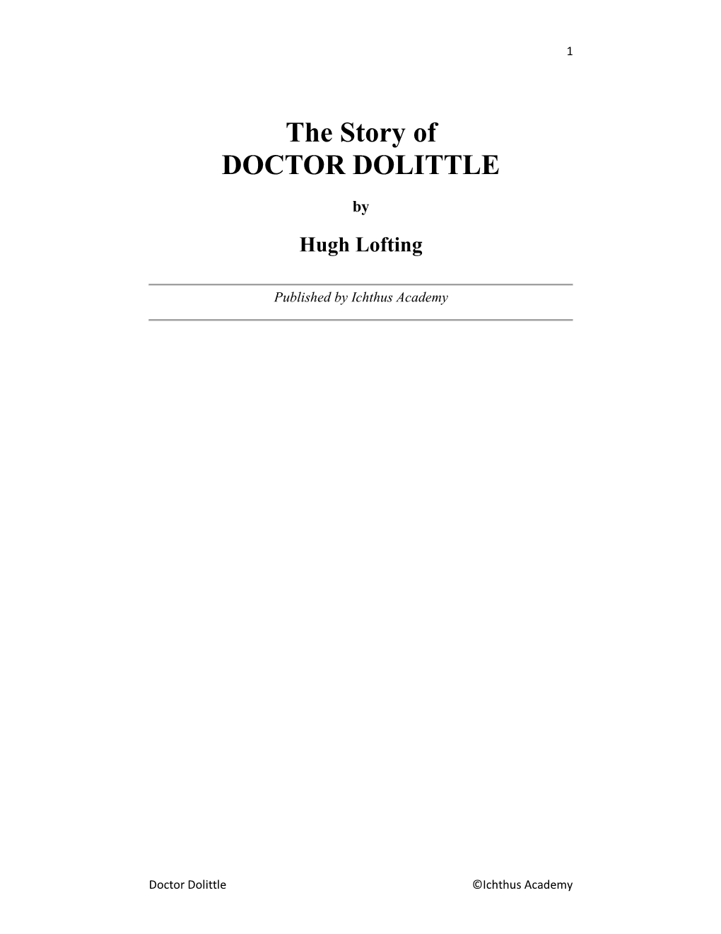 The Story of DOCTOR DOLITTLE